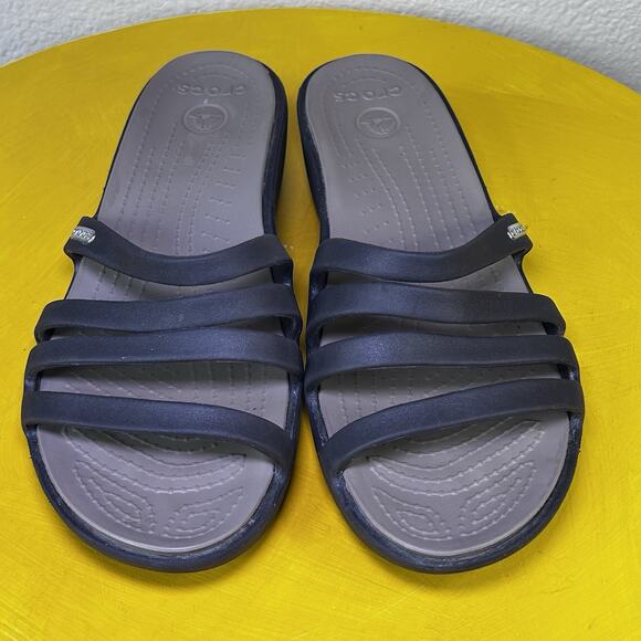 Crocs Rhonda Women’s Size 9M Brown Slides Wedge Heel Sandal Comfort - Picture 5 of 16